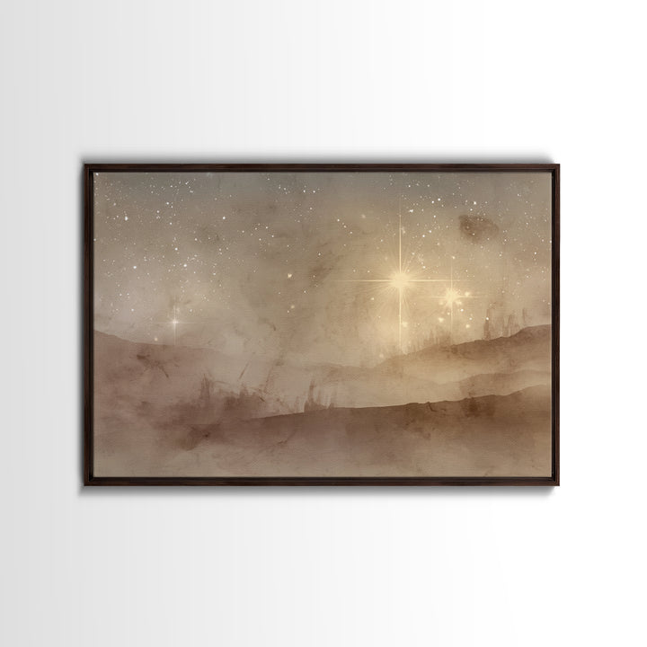 Desert Nativity Sky | Framed Canvas Print | Christmas Art | Christian Art Work | Christian Wall Art | Christian Christmas Decorations | Chr