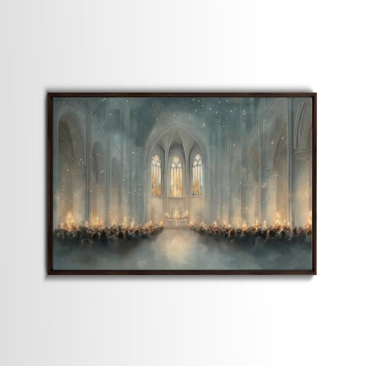 Cathedral Reflections – Framed Canvas Print – Christian Christmas Art – Christian Art Work – Christmas Canvas Wall Art – Modern Christian A