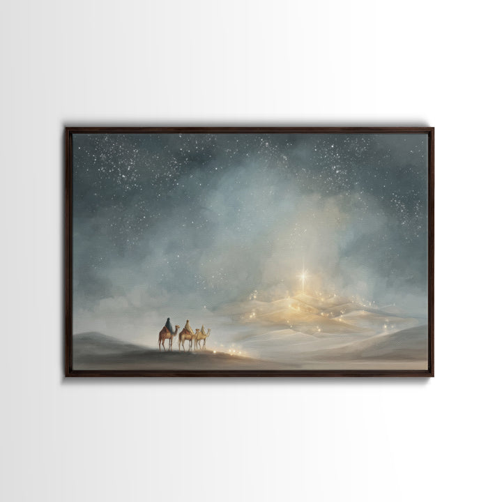 Guiding Light Path – Framed Canvas Print – Christmas Wall Art – Christian Art Work – Christian Art Print – Christian Christmas Decor – Jesu
