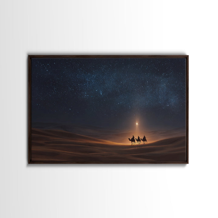 Desert Night Wonder | Framed Canvas Print | Christian Christmas Art | Christian Wall Art | Christian Art Print | Christmas Canvas Wall Art