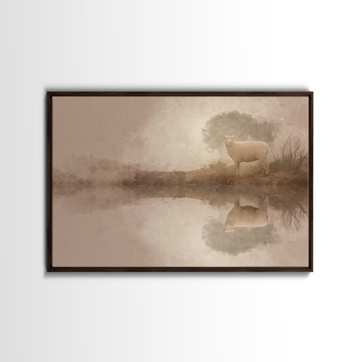 Lamb Of Peace, Framed Canvas Print, Christian Art Print, Christian Wall Art, Christian Decor For Home, Christian Gift, Subtle Christian Art