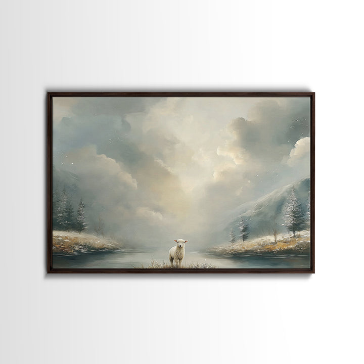 Quiet Shepherd Lamb | Framed Canvas Print | Christian Art Canvas | Christian Wall Art | Christian Art Print | Christian Gift Ideas | Christ