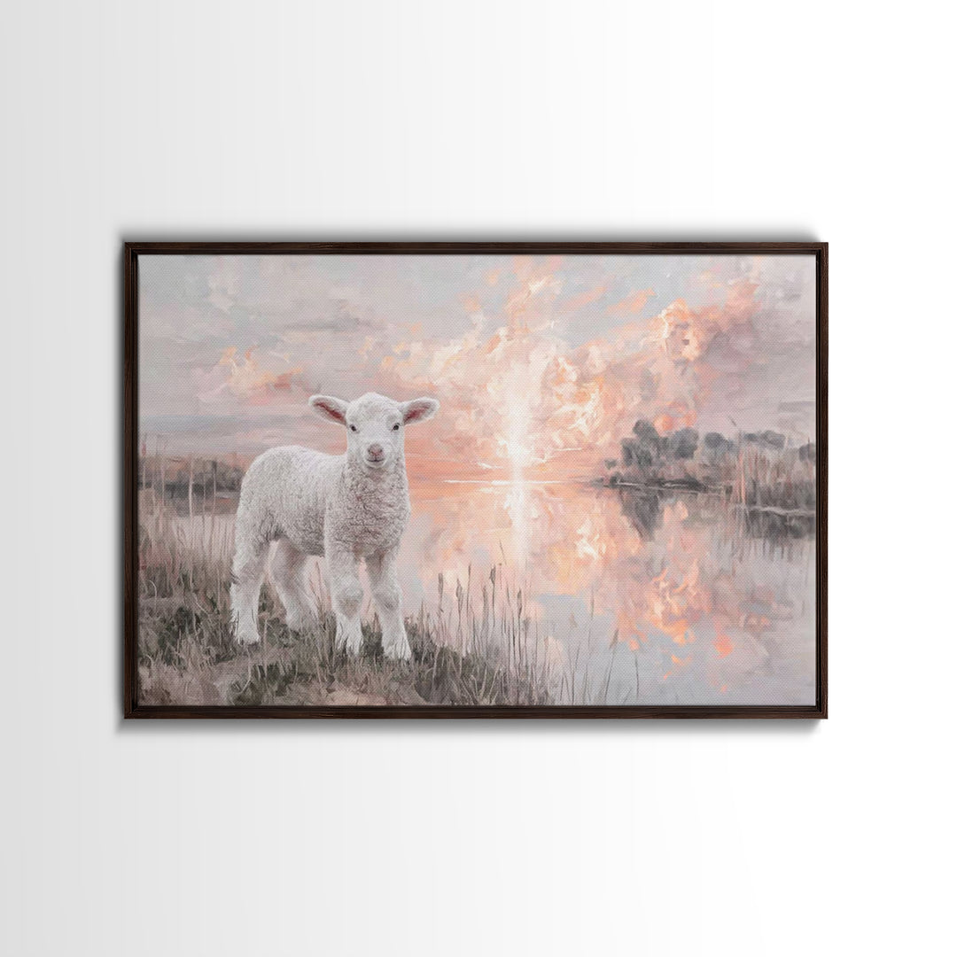 Dawn Of The Lamb – Framed Canvas Print – Christian Wall Art – Christian Art Canvas – Christian Decor – Christian Gift Ideas – Subtle Christ