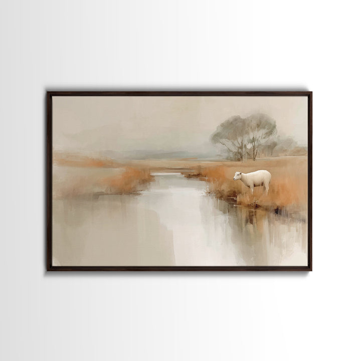 Dawn Meadow Grace, Framed Canvas Print, Christian Art Canvas, Christian Wall Art, Modern Christian Art, Christian Painting