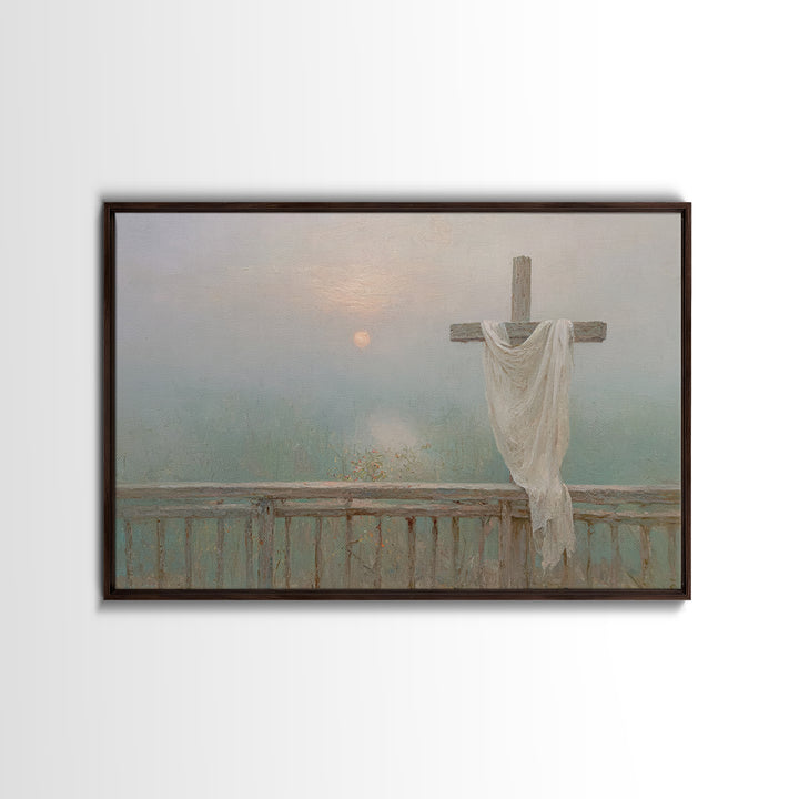 Hopeful Crosslight - Framed Canvas Print - Christian Art Canvas - Minimalist Christian Art - Christian Painting - Christian Wall Art