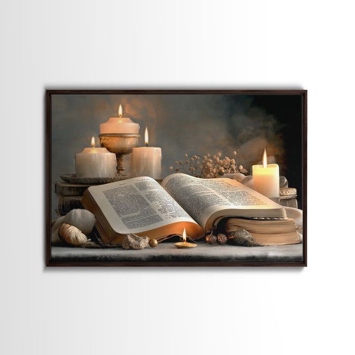 Sacred Scripture | Framed Canvas Print | Christian Art Canvas | Christian Decor | Christian Wall Art | Christmas Art | Christian Painting