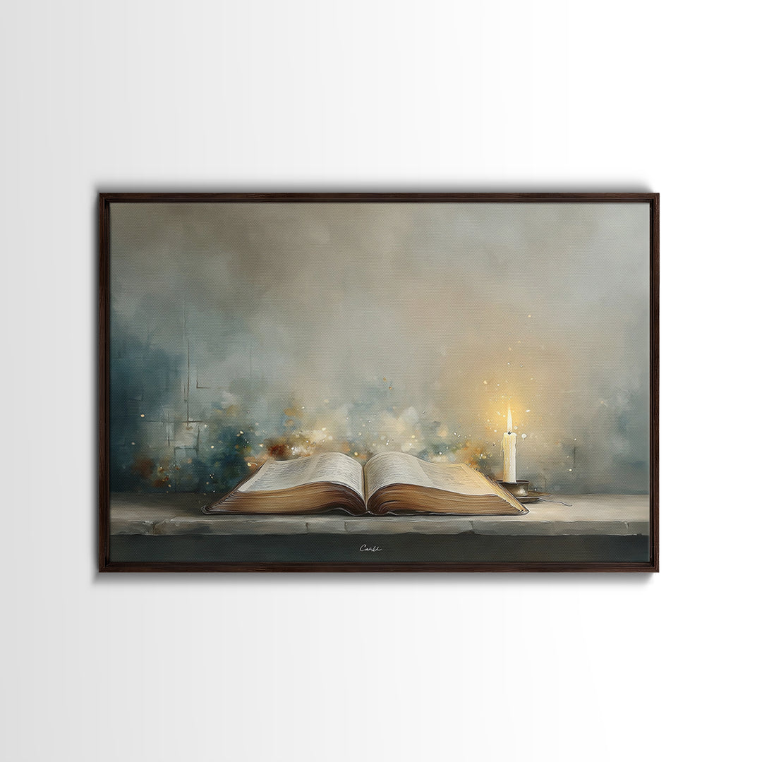 Candle Of Promise | Framed Canvas Print | Christian Wall Art | Christian Art Canvas | Christian Painting | Christian Decor | Christmas Art
