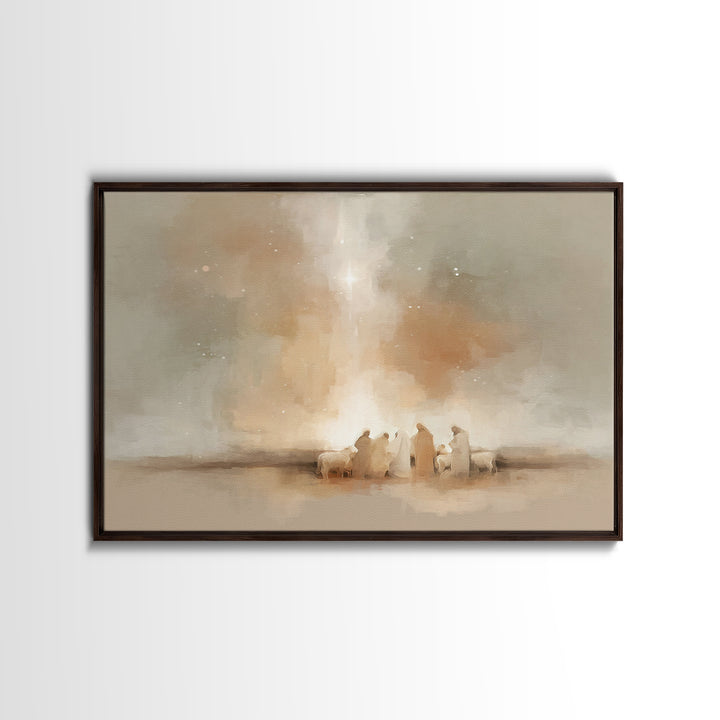 Shepherds Of Wonder | Framed Canvas Print | Christmas Art | Christian Wall Art | Christian Painting | Christian Art Canvas | Christian Deco
