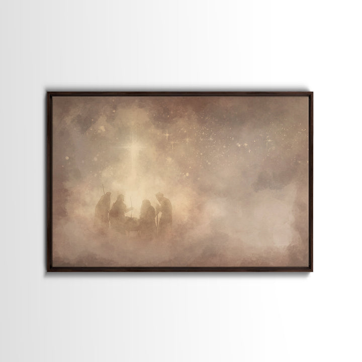 Nativity Dawn – Framed Canvas Print – Christian Wall Art – Christian Art Canvas – Christmas Art – Jesus Painting – Christian Christmas Art