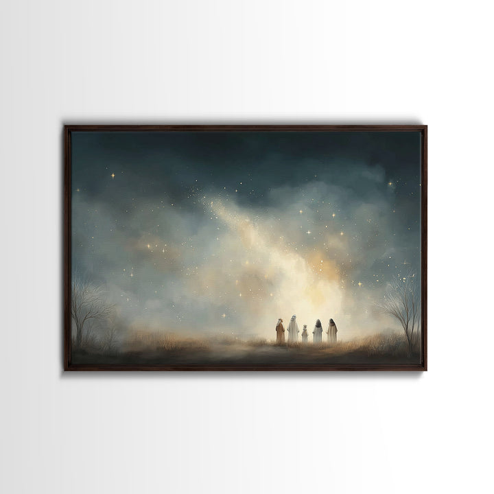 Starborn Night – Framed Canvas Print – Christian Wall Art – Jesus Painting – Christian Art Canvas – Christian Christmas Art – Christmas Art