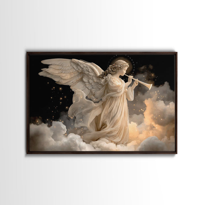 Angelic Herald – Framed Canvas Print – Christian Christmas Art – Christian Wall Art – Christian Art Canvas – Christmas Wall Art – Jesus Pai