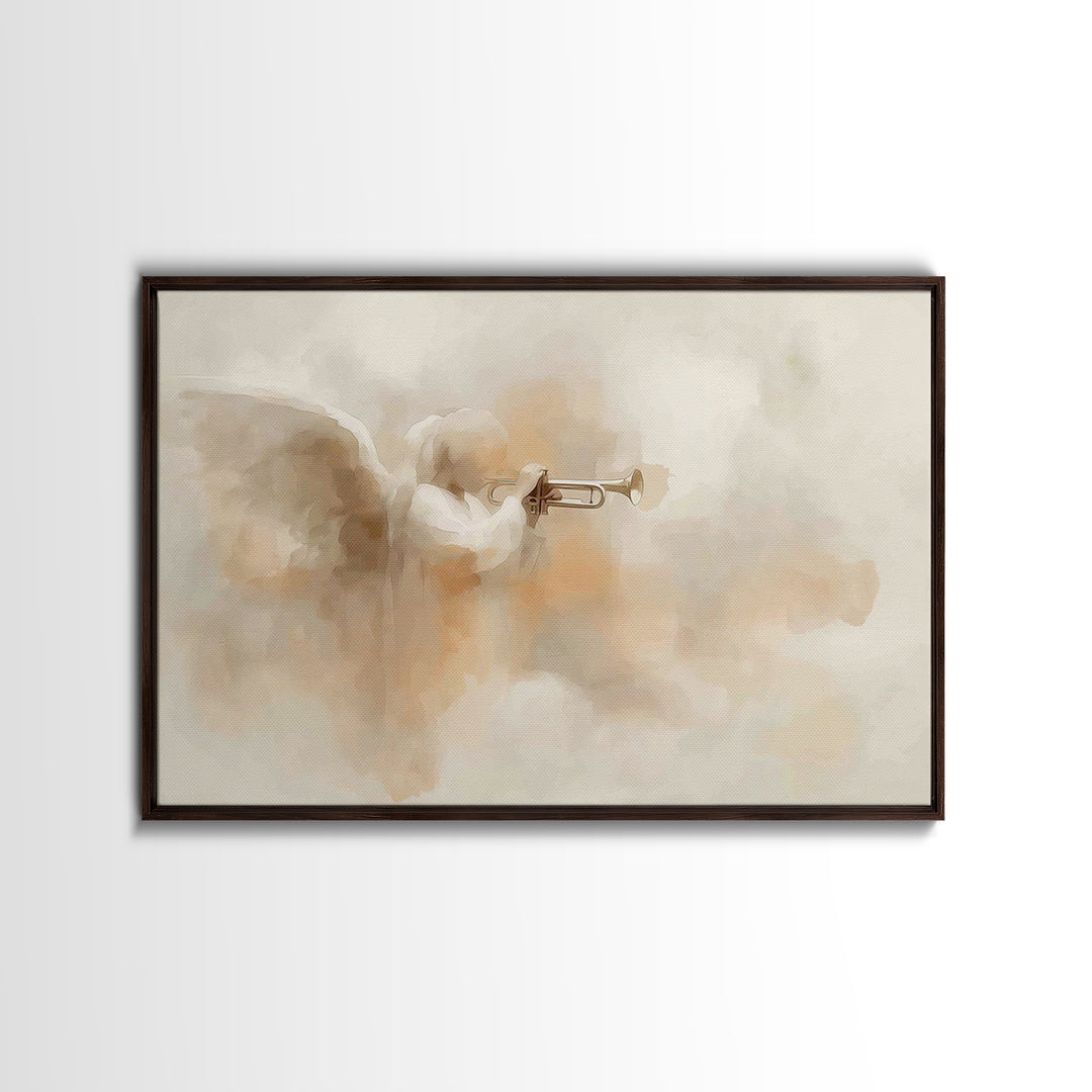 Trumpet Herald – Framed Canvas Print – Christian Art Canvas – Christian Wall Art – Christian Christmas Art – Christmas Art – Christian Art
