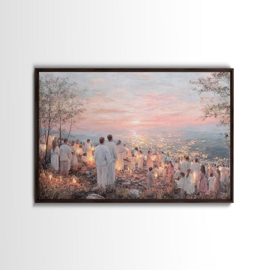 Lantern Vigil – Framed Canvas Print – Christian Christmas Art – Christian Painting – Christian Wall Art – Christian Art Canvas – Christmas