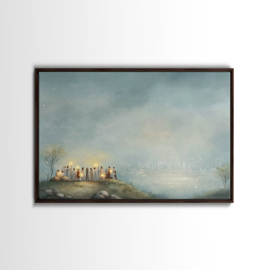 City of Light – Framed Canvas Print – Christian Art Canvas – Christian Wall Art – Christian Painting – Christian Christmas Art – Christmas