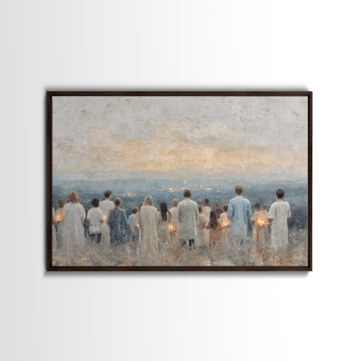 Dawn Assembly – Framed Canvas Print – Christian Wall Art – Christian Art Canvas – Christian Christmas Art – Christmas Art – Christian Paint