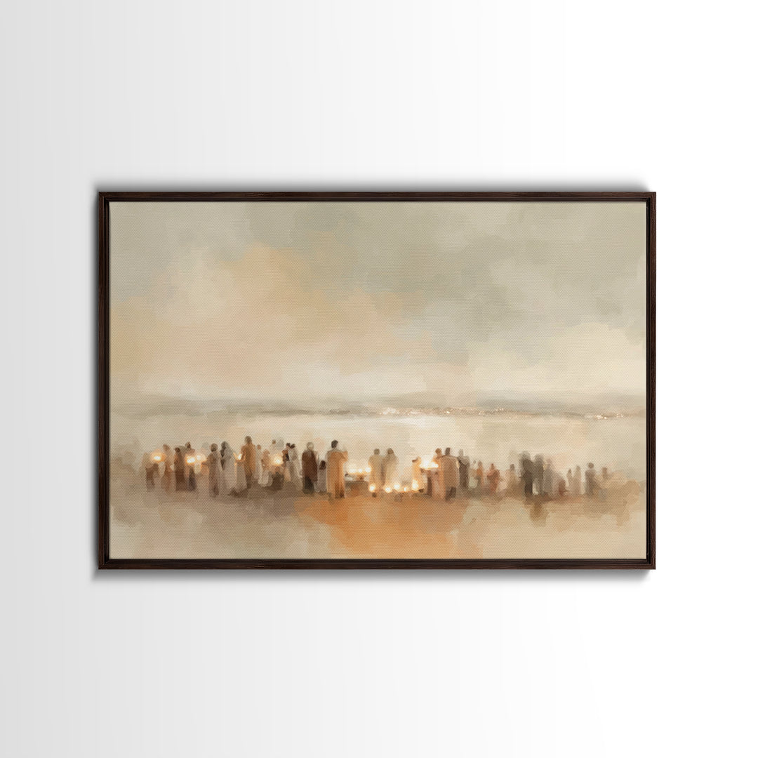 Silent Gathering – Framed Canvas Print – Christian Art Canvas – Christian Christmas Art – Christian Painting – Christian Wall Art – Christm