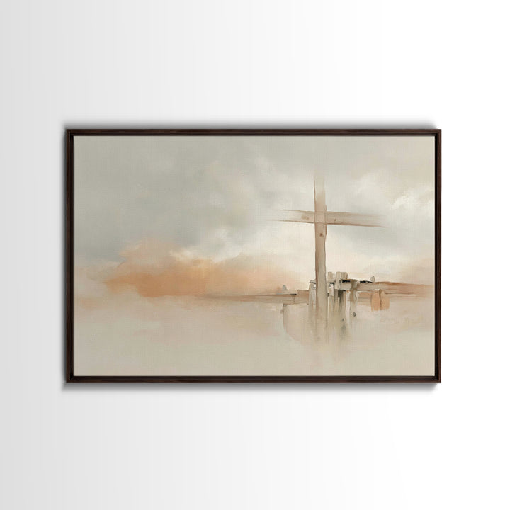 Quiet Hill Cross | Framed Canvas Print | Christian Wall Art | Christian Art Canvas | Minimalist Christian Art | Christian Decor