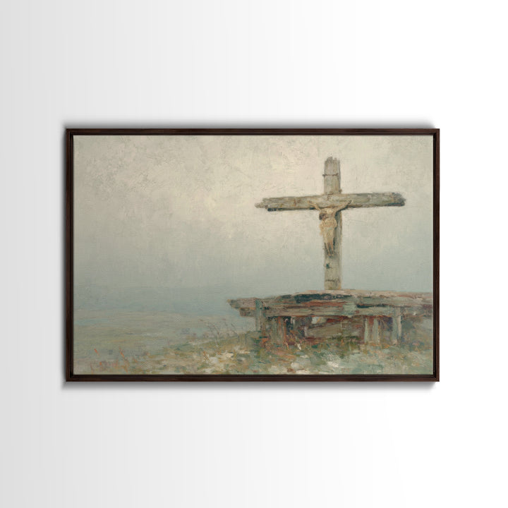 Redeeming Light, Framed Canvas Print, Christian Wall Art, Christian Art Canvas, Moody Christian Art, Christian Decor