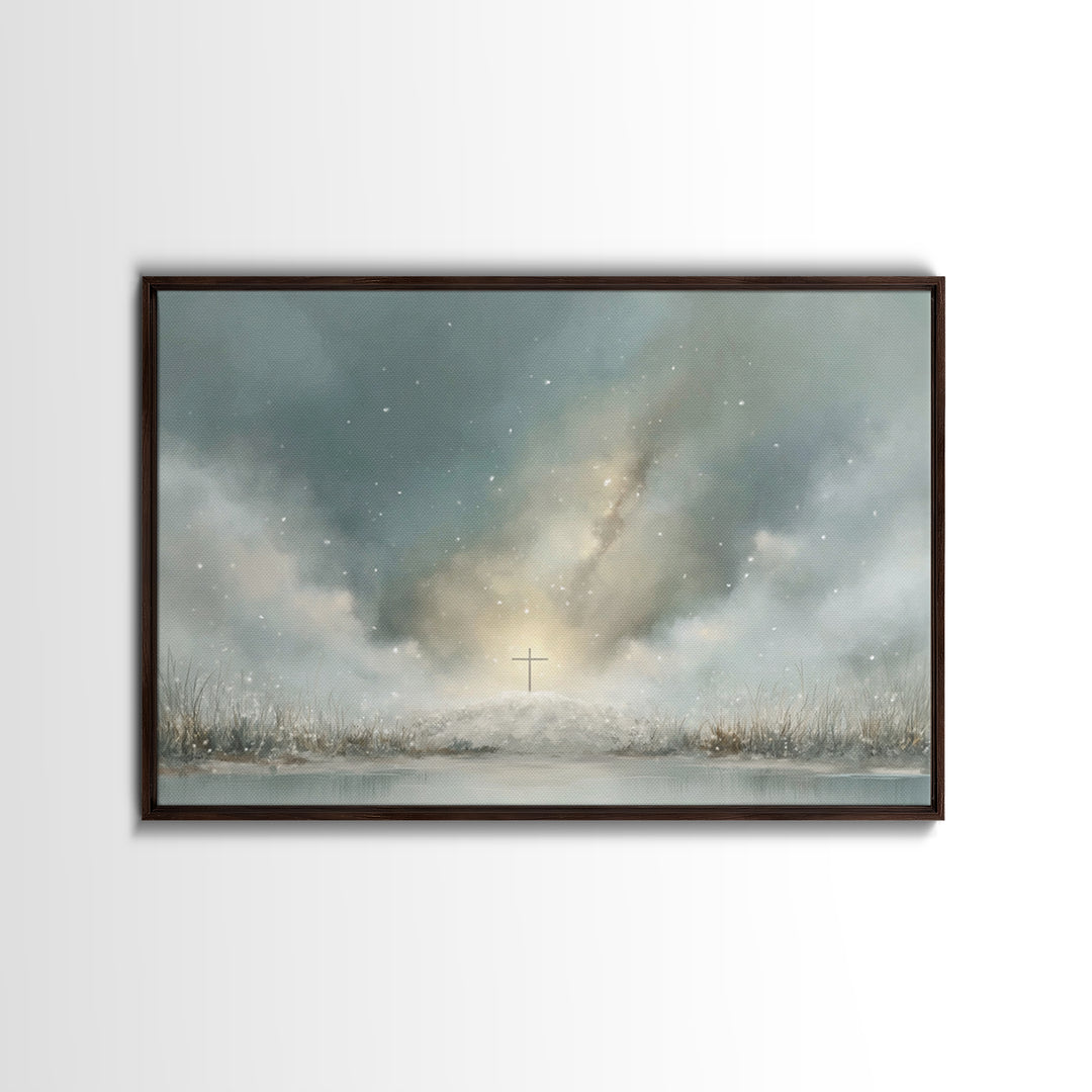 Winter Of Promise, Framed Canvas Print, Christian Wall Art, Christian Art Canvas, Christian Christmas Art, Christian Decor