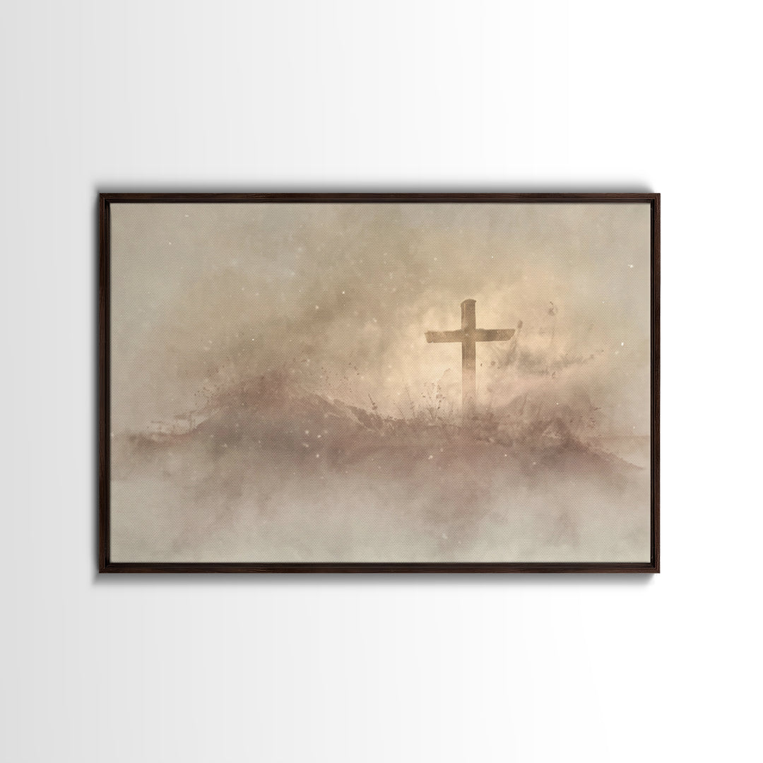Cross Of Stillness – Framed Canvas Print – Christian Wall Art – Christian Art Canvas – Subtle Christian Art – Christian Gift