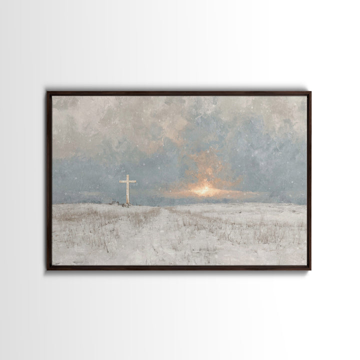 Winter Grace Rising | Framed Canvas Print | Christian Wall Art | Christian Art Canvas | Christian Christmas Art | Christian Decor