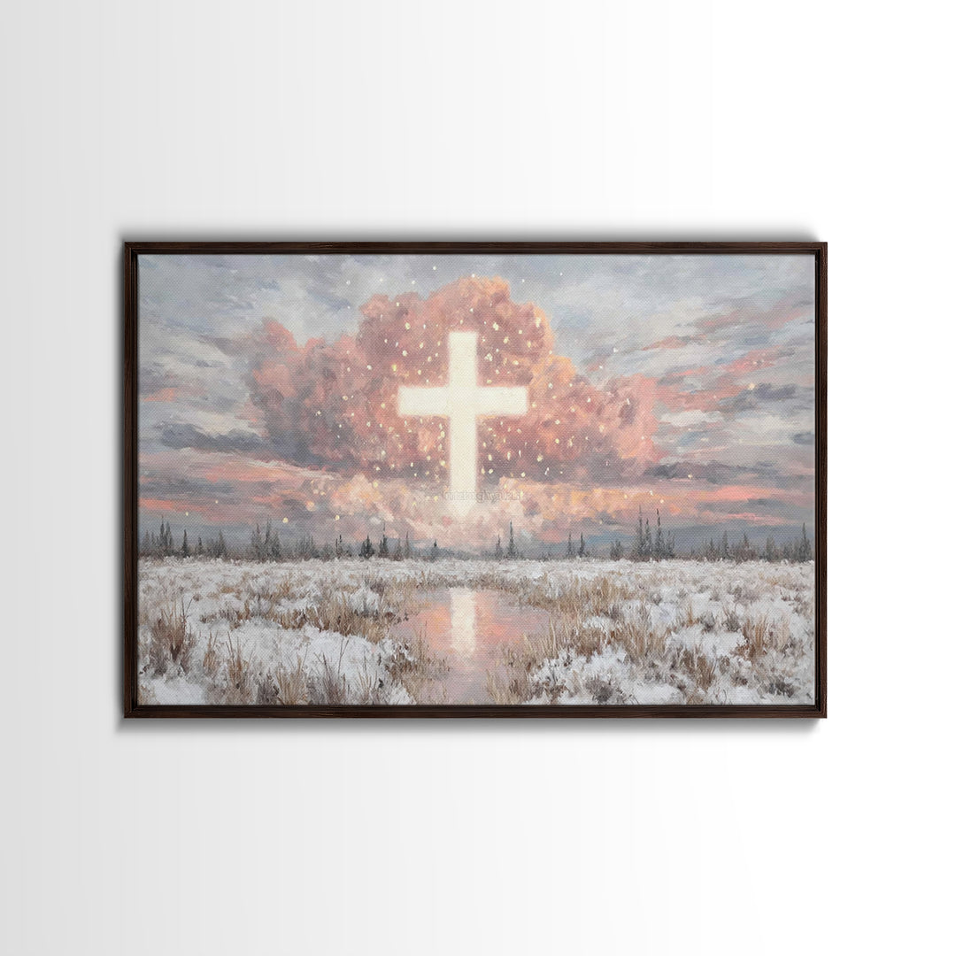 Radiant Glory Sky, Framed Canvas Print, Christian Wall Art, Christian Art Canvas, Christian Christmas Art, Christian Gift Ideas
