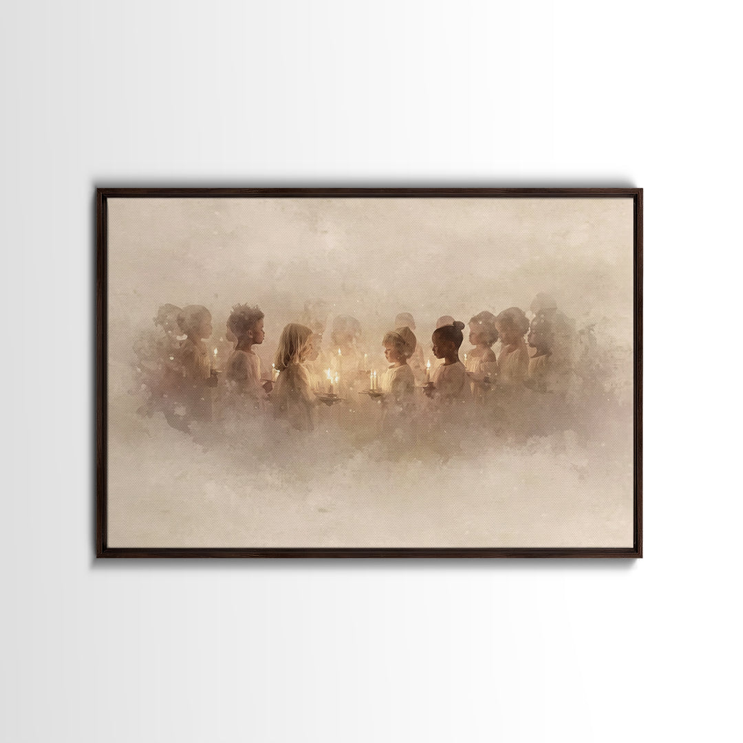 The Candle Choir – Framed Canvas Print – Christian Wall Art – Christmas Art – Christian Decor – Christian Art Canvas – Christian Christmas