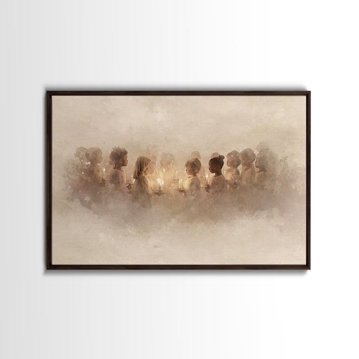 The Candle Choir – Framed Canvas Print – Christian Wall Art – Christmas Art – Christian Decor – Christian Art Canvas – Christian Christmas