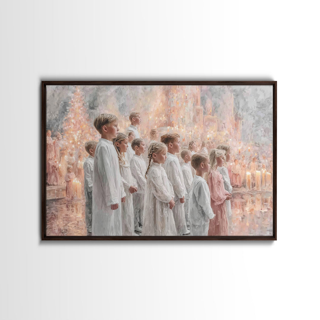 Radiant Carol Procession – Framed Canvas Print – Christmas Art – Christian Art Canvas – Christian Wall Art – Christian Christmas – Christia