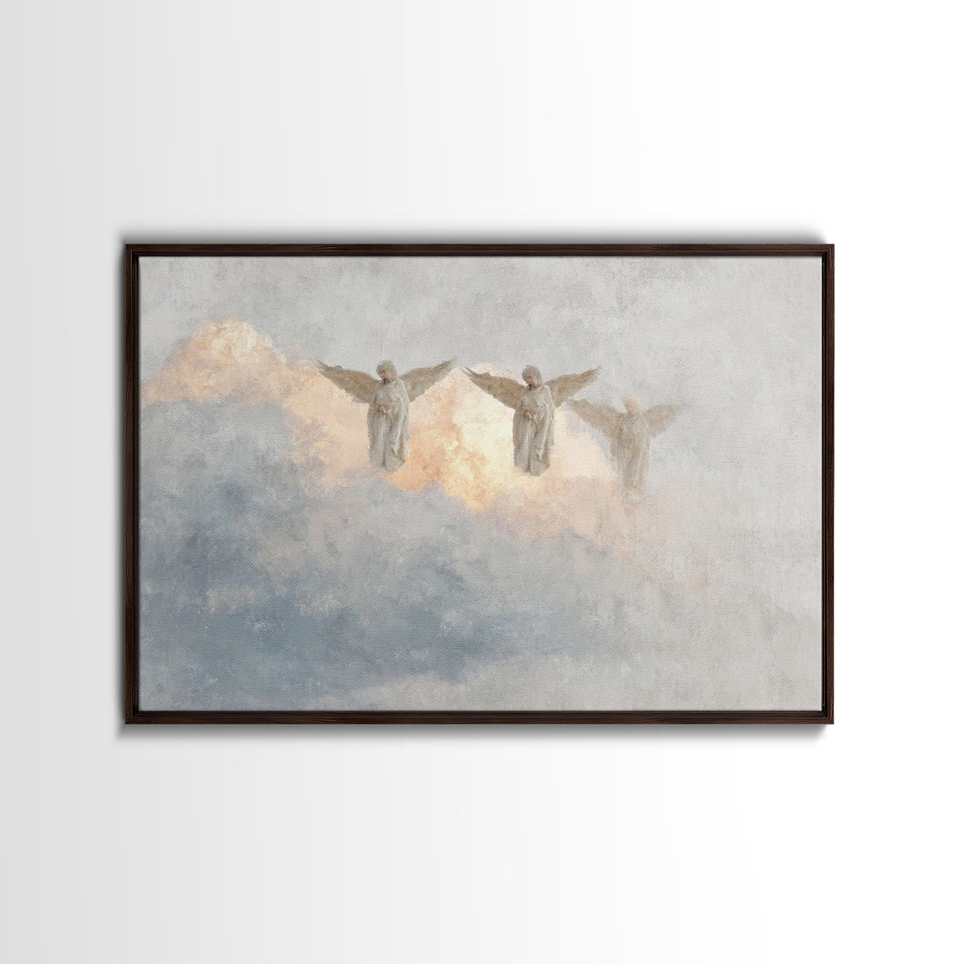 Cloudborne Guardians – Framed Canvas Print – Christian Art – Christian Christmas Art – Christian Wall Art – Christian Art Canvas – Christia