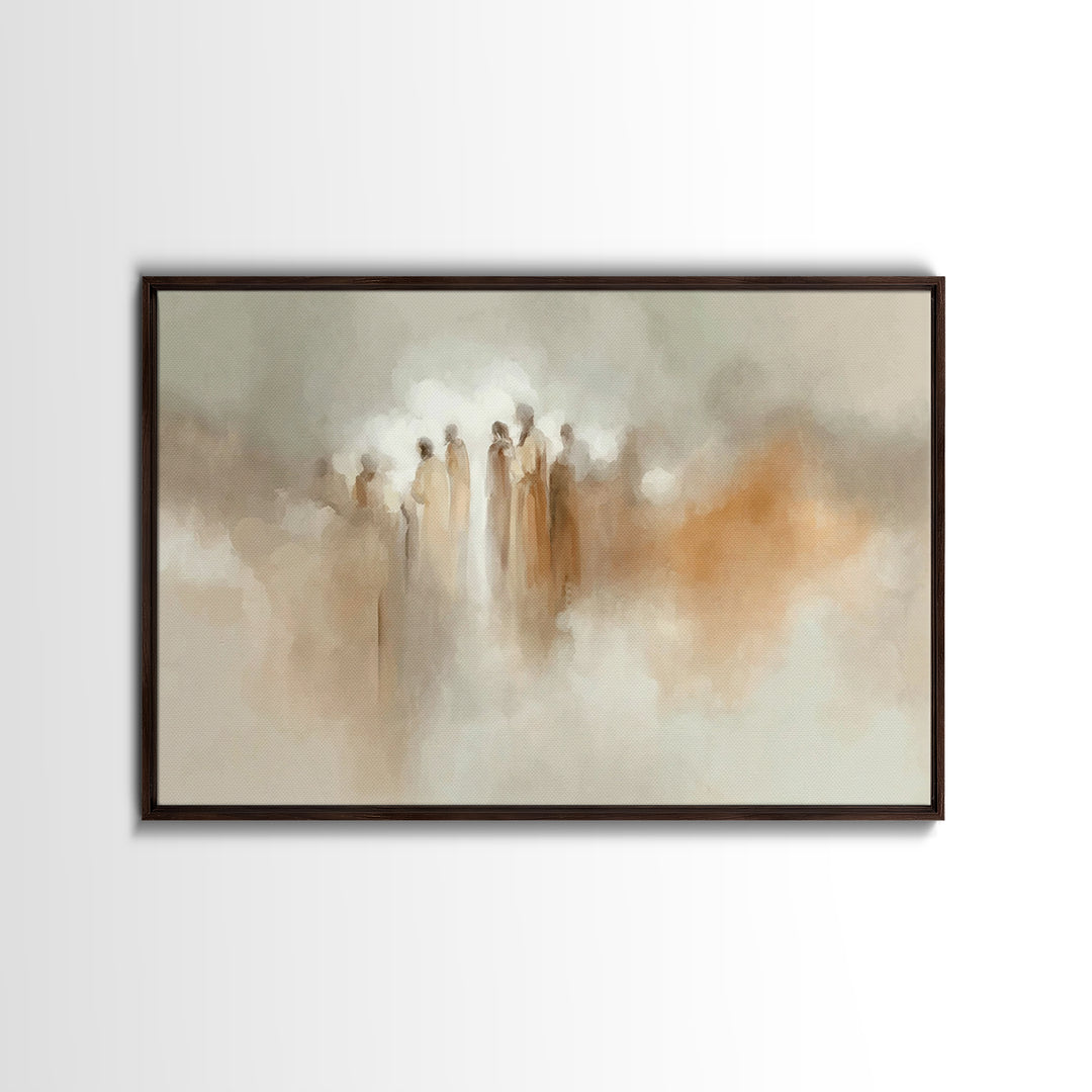 Angelic Gathering, Framed Canvas Print, Christian Art Print, Christian Wall Art, Christian Art Canvas, Moody Christian Art, Christmas Art W