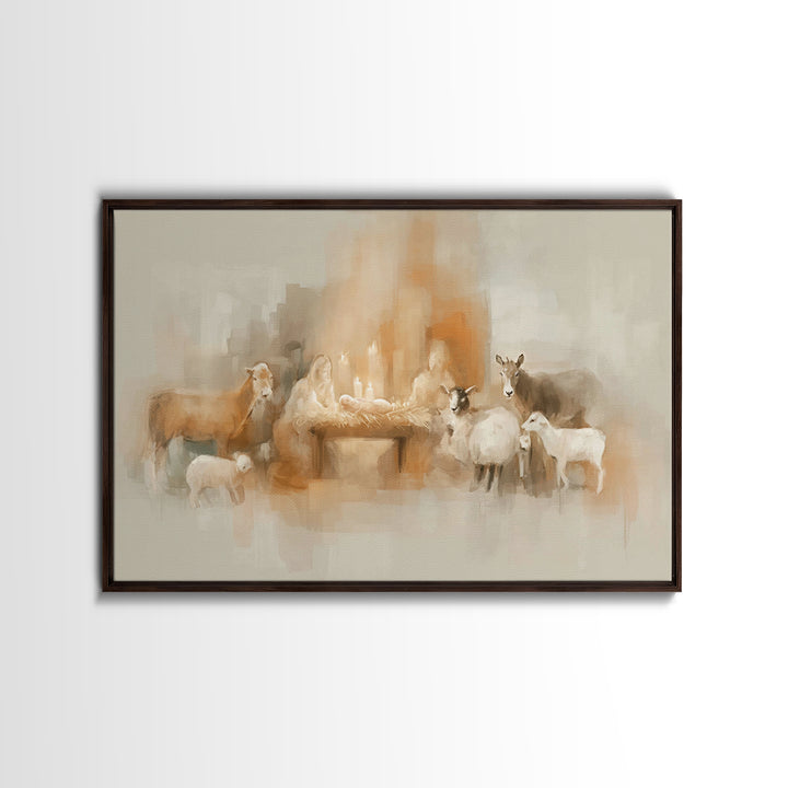 Holy Manger Light – Framed Canvas Print – Christian Christmas Art – Christian Wall Art – Christian Art Canvas – Christmas Art Prints