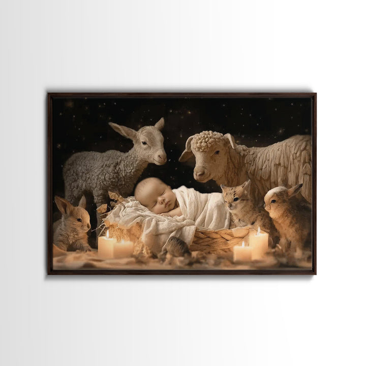 Quiet Bethlehem Night | Framed Canvas Print | Christian Art Canvas | Christian Wall Art | Christian Christmas Art | Christmas Art Work