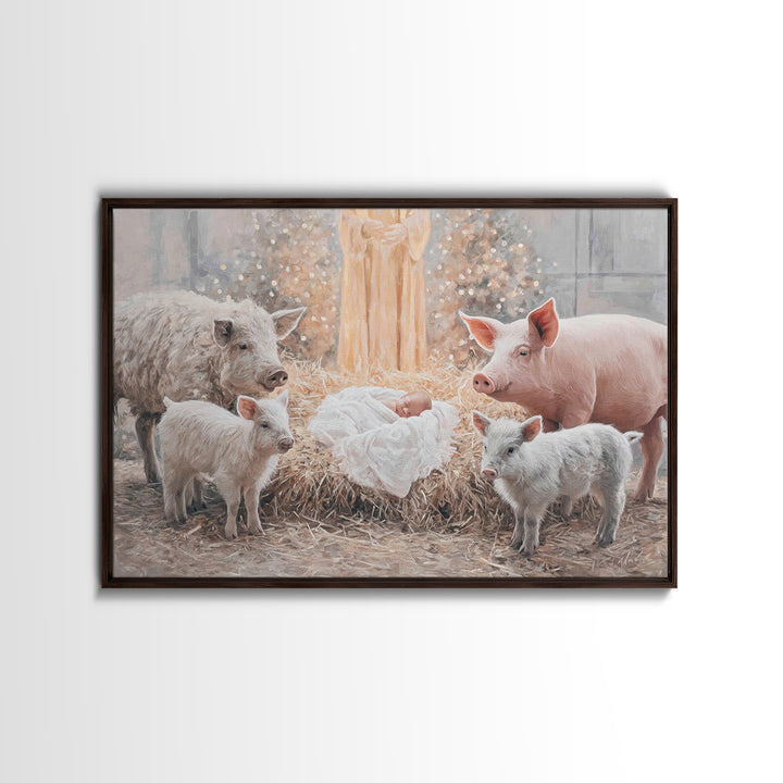 Holy Cradle Light, Framed Canvas Print, Christian Christmas Art, Christian Wall Art, Christian Art Canvas, Framed Christmas Art