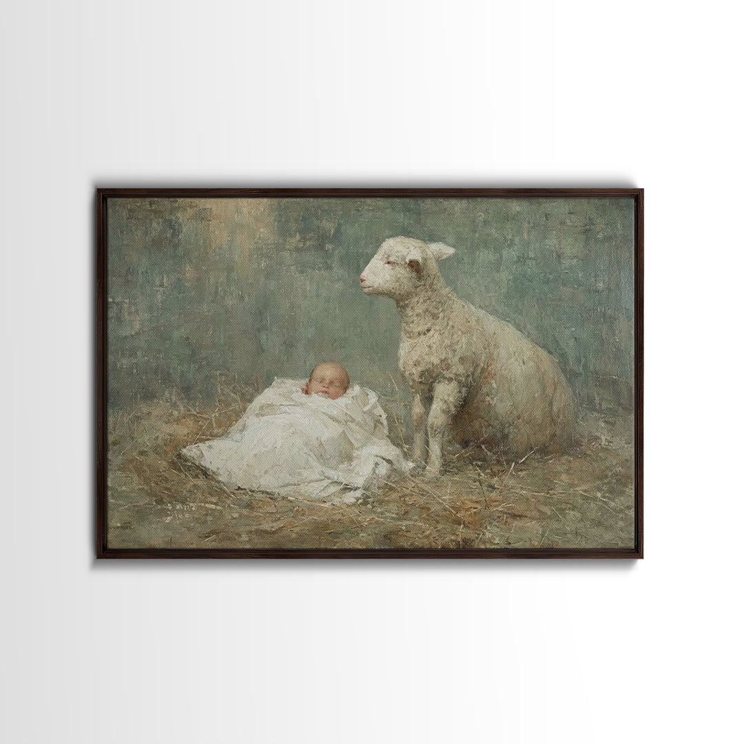 Lamb Of Dawn | Framed Canvas Print | Christian Wall Art | Christian Art Canvas | Subtle Christian Art | Christian Christmas Art