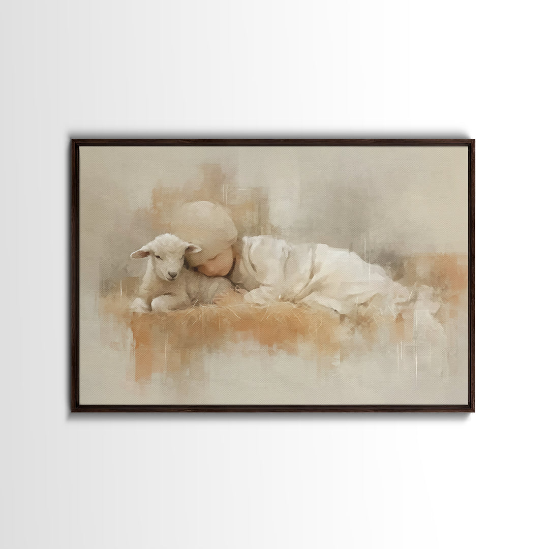 Sacred Rest – Framed Canvas Print – Christian Art Canvas – Christian Christmas Art – Christian Wall Art – Christmas Art Prints
