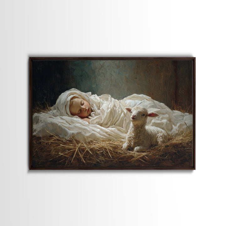 Holy Manger Peace – Framed Canvas Print – Christian Wall Art – Christmas Art – Christian Art Canvas – Jesus Painting