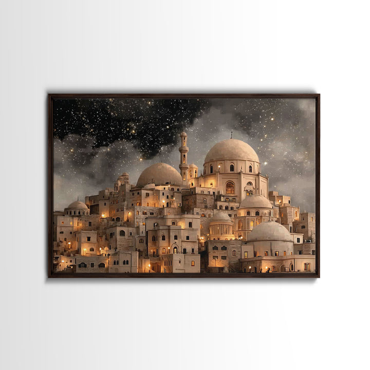 Tender Nativity Calm, Framed Canvas Print, Christian Christmas Art, Christian Wall Art, Jesus Painting, Christmas Art