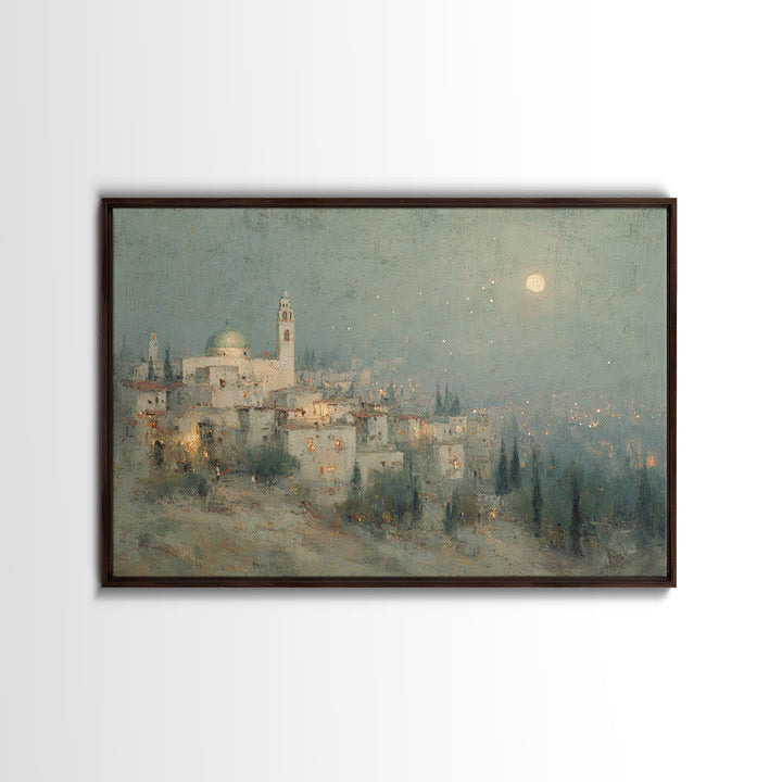 Holy Night Haze | Framed Canvas Print | Christian Christmas Art | Christian Art Canvas | Christmas Wall Art | Christian Art
