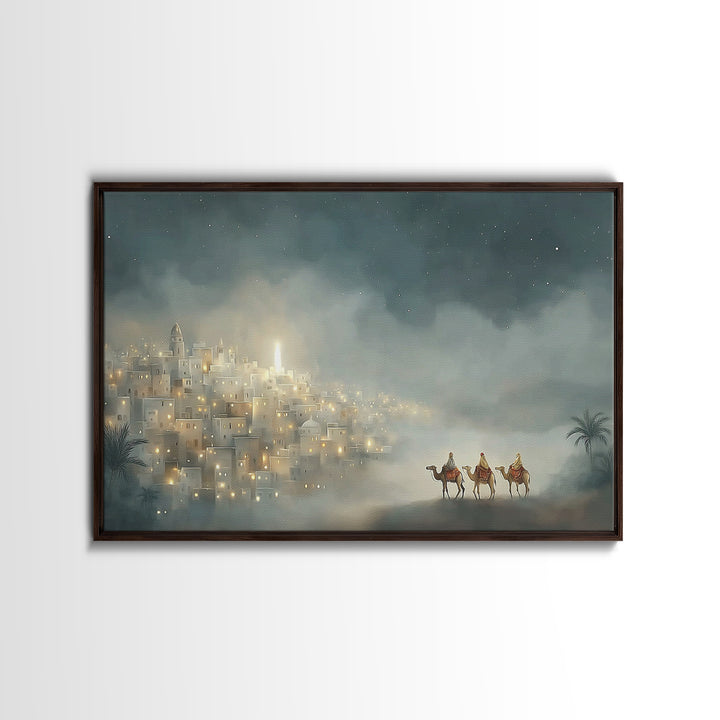 Guided By The Light – Framed Canvas Print – Christian Art Canvas – Christmas Art – Christian Wall Art – Christian Christmas Art