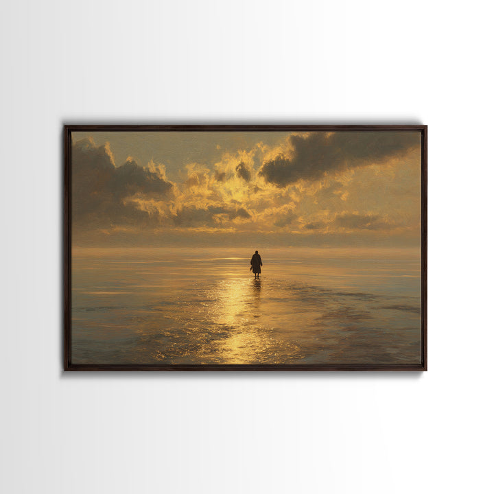 Heavenly Shore – Framed Canvas Print – Jesus Painting – Christian Art Canvas – Christian Wall Art – Christmas Art – Christian Decor