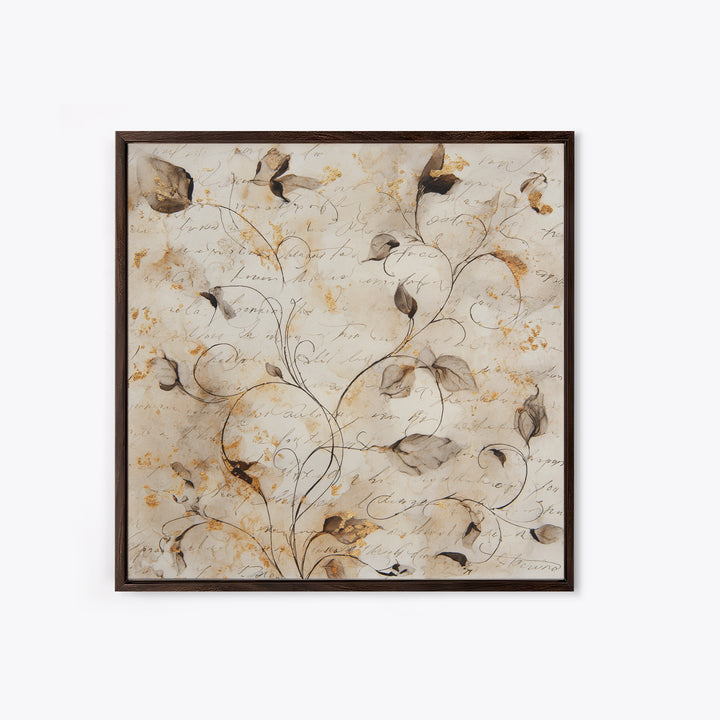 Floral Vine Created from Graceful Script Like Canvas Print, Calligraphy Art, Printable Art, Living Room Decor, Script, CAL-1x1-11