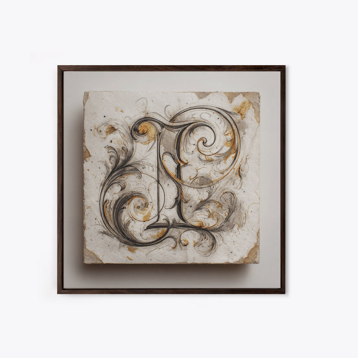 Baroque Scrollwork Made from Looping Pen Strokes Framed Canvas Print, Calligraphy Art, Wall Decor, Living Room Decor, Script, CAL-1x1-12