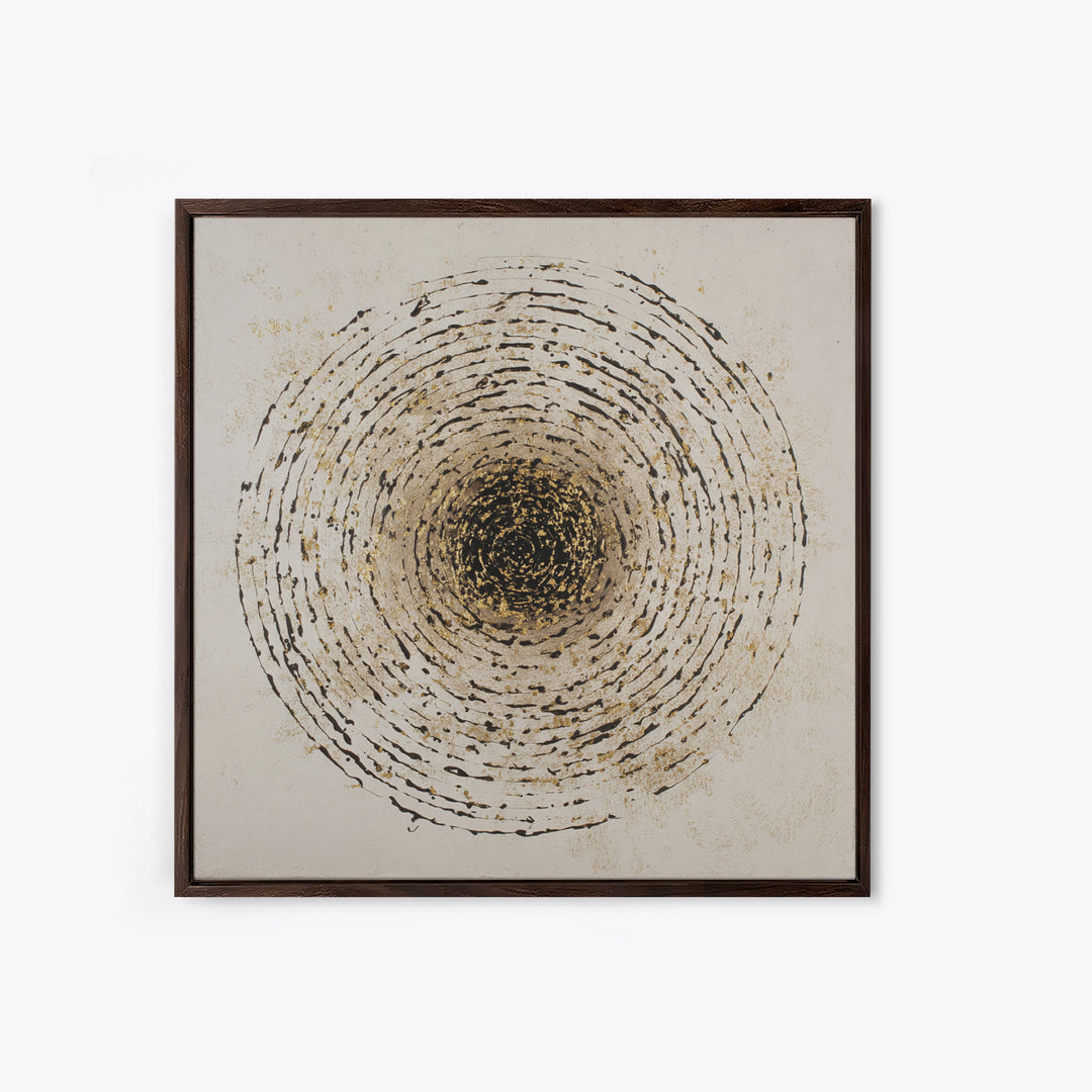 Gold Leaf Calligraphic Spiral on Plaster Surface Canvas Print, Calligraphy Art, Modern Art, Living Room Decor, Fine Art, Script, CAL-1x1-14