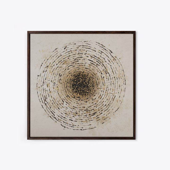 Gold Leaf Calligraphic Spiral on Plaster Surface Canvas Print, Calligraphy Art, Modern Art, Living Room Decor, Fine Art, Script, CAL-1x1-14