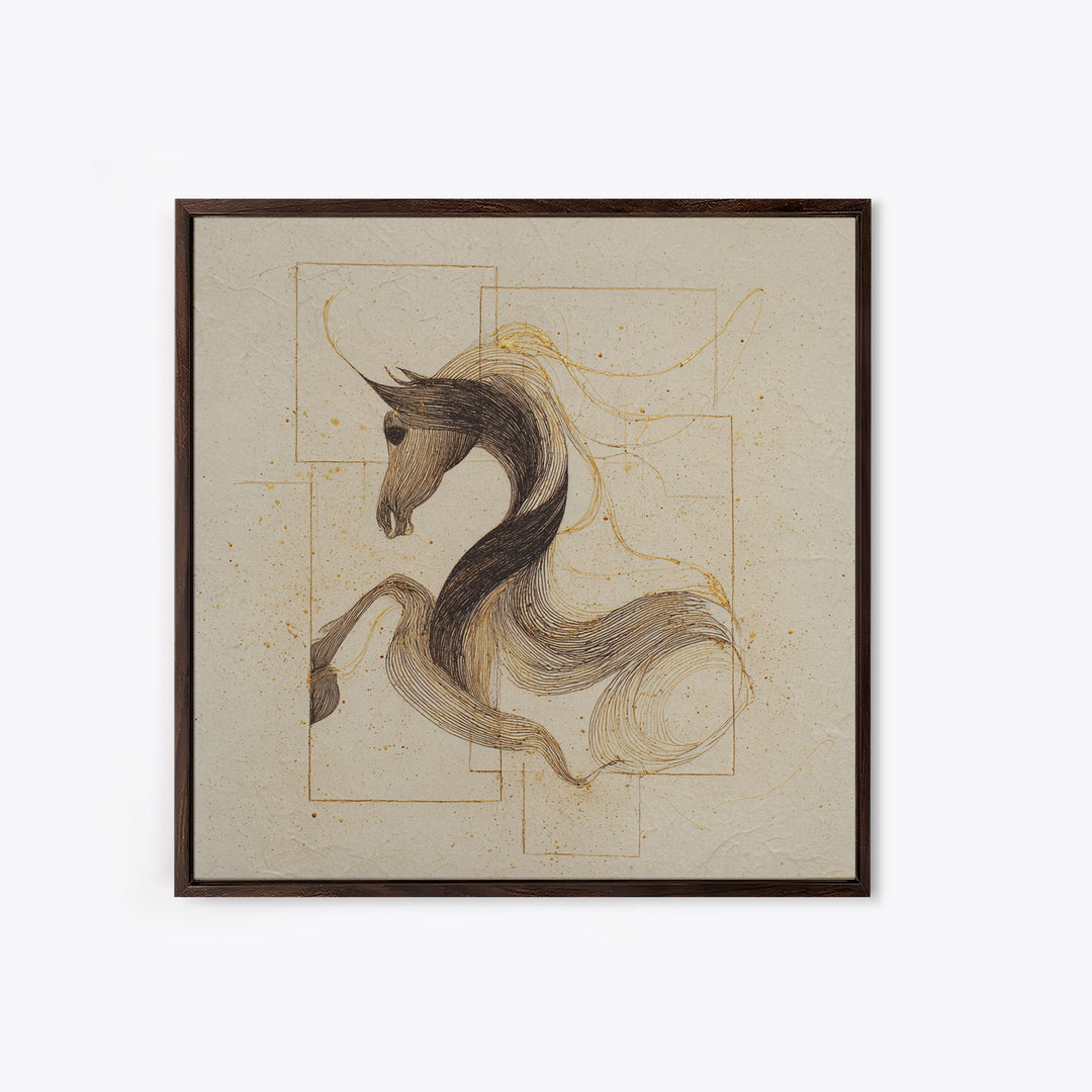 Calligraphic Horse Silhouette Made from One Line Canvas Print, Calligraphy Art, Digital Download Art, Living Room Decor, Script, CAL-1x1-17