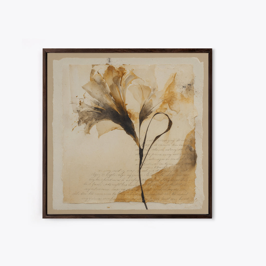 Single Elegant Flourish Shaped Like a Flower Framed Canvas Print, Calligraphy Art, Fine Art Print, Living Room Decor, Script, CAL-1x1-29