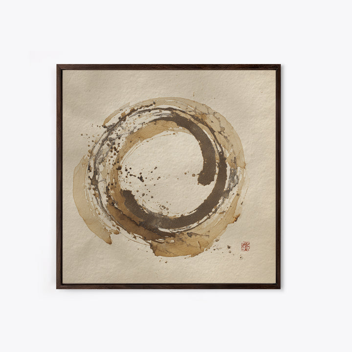 Japanese Brush Mark Circle Canvas Print, Calligraphy Art, Home Decor, Living Room Decor, Fine Art, Script, Wall Art Print, CAL-1x1-4