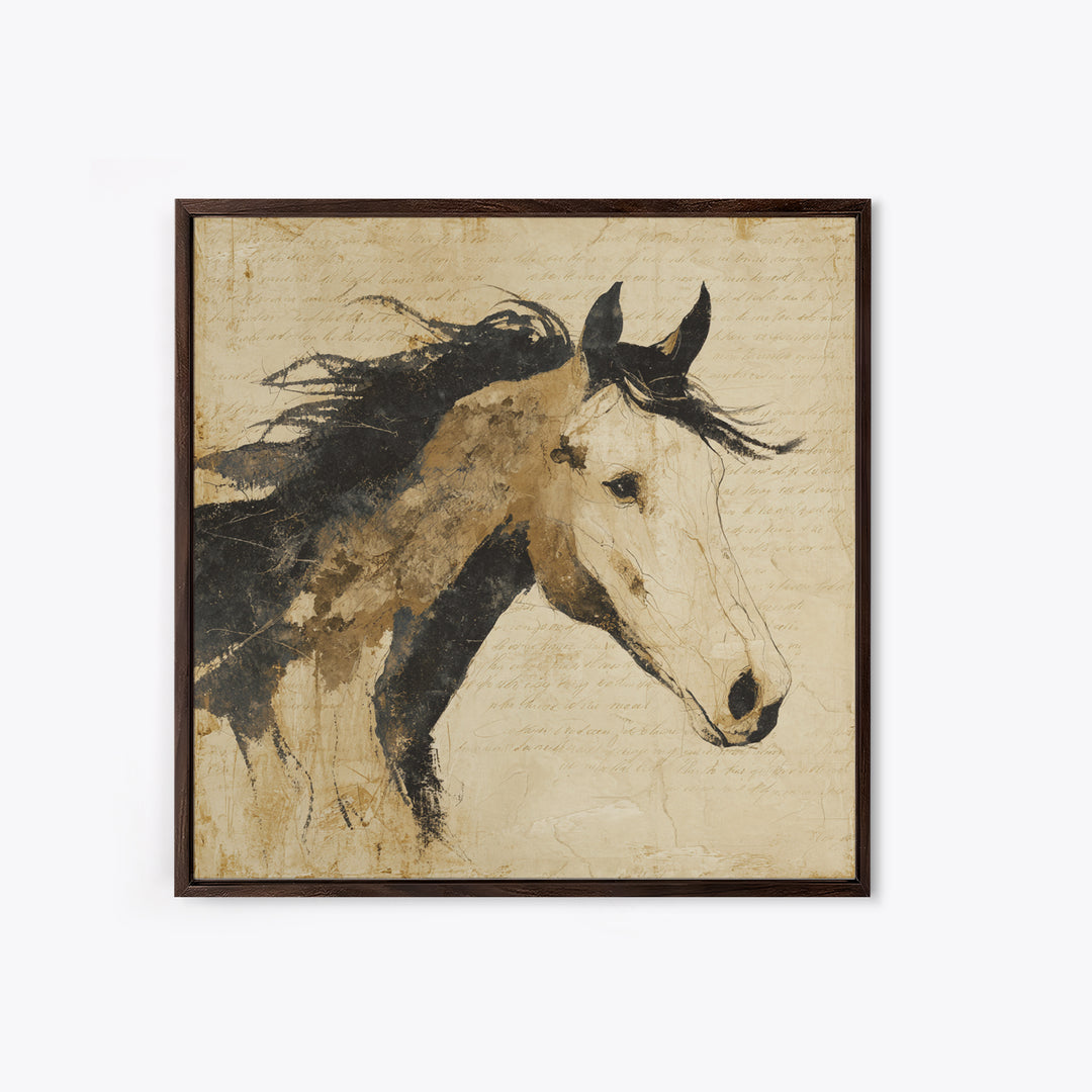 Calligraphic Horse Silhouette Made from One Line Canvas Print, Calligraphy Art, Gallery Decor, Living Room Decor, Script, CAL-1x1-41