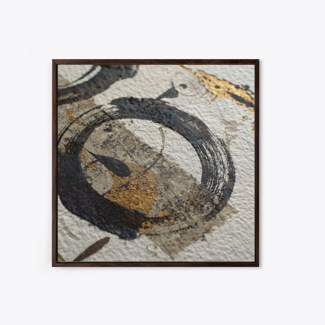 Japanese Brush Mark Circle Framed Canvas Print, Calligraphy Art, Bedroom Wall Decor, Living Room Decor, Fine Art, Script, CAL-1x1-52